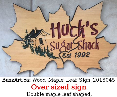 Wood sign maple leaf shaped